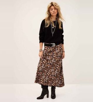BA&SH para mujer. 1H25ONIN Falda Onintia marrón (38), Casual, Viscosa