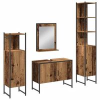 juego de muebles de bano 4 pcs marron madera de ingenieria vidaxl