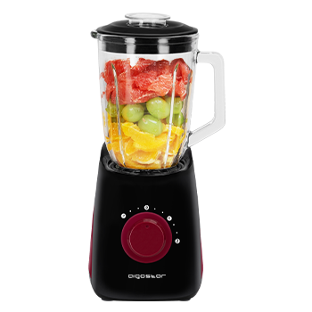 Aigostar Pomegranate Batidora de Vaso 750W,Jarra de Cristal Termoresistente 1.5L, Cuchillas de 4 hojas con diseño 3D de acero inoxidable de tipo 304. Función P, 2 velocidades, 20000rpm.