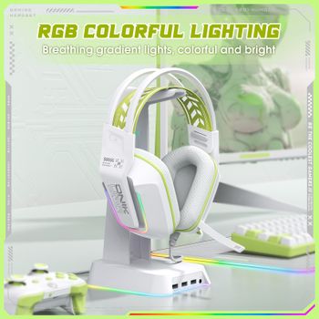 ONIKUMA X13 auriculares supraaurales auriculares para juegos auriculares con cancelación con cable orejas de gato rosa luz Rgb con micrófono para PC PS4