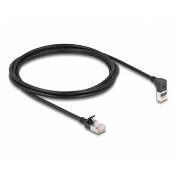 Cable de red RJ45 Cat.6A S/FTP Slim 90° acodado Delock 2 m negro