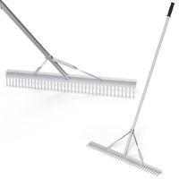 costway rastrillo con cabezal mango de 174 cm 36 puas rastrillo de aluminio resistente para cuidado del cesped jardin lago estanque y playa plata