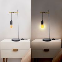 aigostar lampara de mesa retro e27 lampara de escritorio industrial de metal con cable de 180cm con interruptor lampara de nochesin bombilla negrodorado