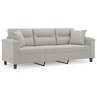 sofa de 3 plazas  sofa de salon  sofa de descanso con cojines tela microfibra gris claro 180 cm