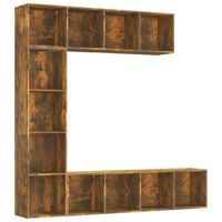 set de estanteria3 piezas mueble tv  mueble de salon  mesa de tv roble ahumado 180x30x180 cm