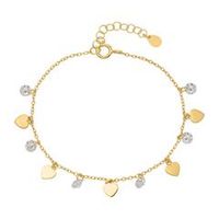 pulsera corazon de plata 925 dorada con circonitas
