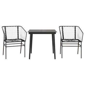 Muebles De Jardín 3 Uds Ratán Sintético Vidrio Negro Cfw234155
