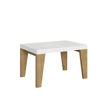 Mesa Extensible 90x130/234 Cm Naxy Mix Tapa Fresno Blanco Patas Roble Natural