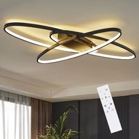 nettlife lampara de techo led negra 75w regulable con mando a distancia interior moderno para salon dormitorio cocina comedor y oficina