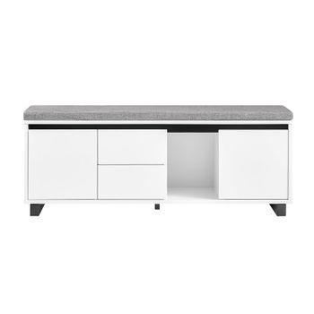 Banco zapatero con 1 compartimento 2 cajones y 2 puertas blanco
