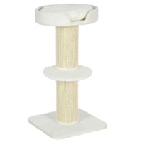 pawhut arbol para gatos altura 91 cm de 3 niveles con nido plataforma y poste de sisal 45x45x91 cm crema