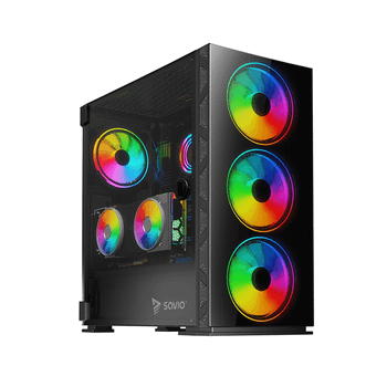SAVIO PC Case Prime X1 ARGB Glass Black RGB Negro
