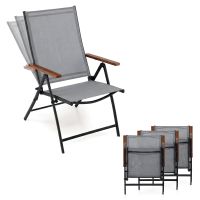 costway juego de 4 sillas plegables exterior con respaldo reclinable marco metal carga 150 kg sin montaje 56 x 71 x 100 cm gris