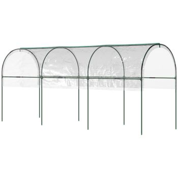Outsunny Invernadero de jardín para tomates con 4 arcos de acero y cubierta de PVC 4x1,23x1,71 m Verde   Aosom España
