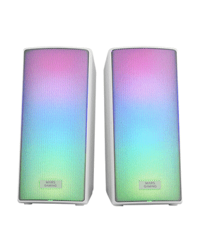 ALTAVOCES 2.0 BLUETOOTH MARS GAMING MSRGB2 15W BT 5.3 JACK 3.5mm RGB CAJA DE CONTROL MicroSD BLANCO