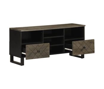 Mueble tv - mesa de tv madera maciza de mango negro 100x33x46 cm