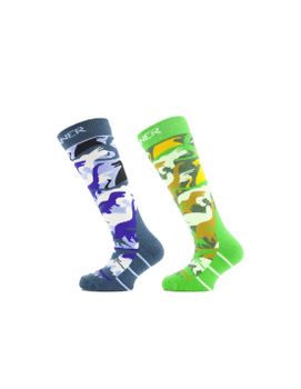 Calcetines de Esquí Sinner Dino Azul y Verde Niño 2 Pares