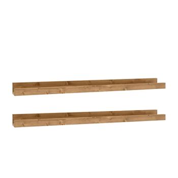 Pack 2 estantes de madera maciza flotante tono envejecido 50x7cm