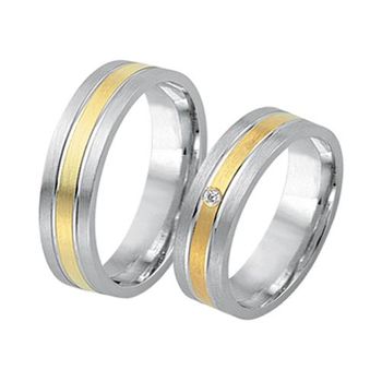 Alianzas 8 quilates oro amarillo-blanco con diamante