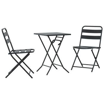 Juego De Bistro Plegable De 3 Uds Antracita De Acero Cfw273135