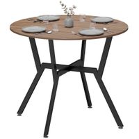homcom mesa de comedor redonda de estilo industrial con encimera de madera y marco de acero o90x76 cm marron   aosom espana