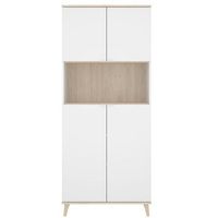 aparador wok 4 puertas con compartimento abierto blanconatural 189x80x40 cm