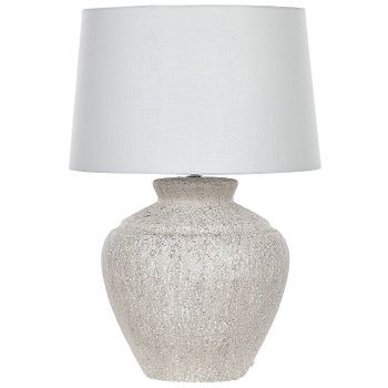 Lámpara De Mesa De Base De Cerámica Pantalla De Tela Beige Claro Tradicional Sala De Estar Caine