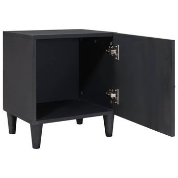 Pack 2 Uds Cabinet De Noche | Armario De Noche | Mesa De Noche Con Puerta Negro 40 X 33 X 46 Cm