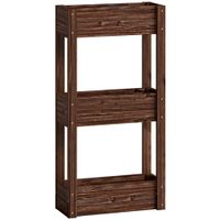 outsunny jardinera elevada en pie 3 niveles orificios de drenaje y forro 60 x 25 x 120 cm marron   aosom espana