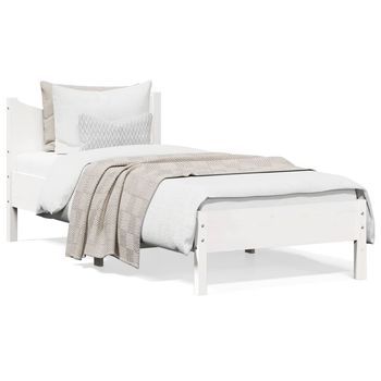 Cama Para Adulto | Cama Individual | Estructura De Cama Madera Maciza De Pino Blanco 90x200 Cm