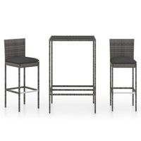 mesa y taburetes altos jardin 3 piezas ratan sintetico gris vidaxl