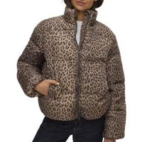 vero moda abrigo de plumas parda para mujer