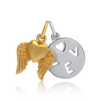 Colgante set plata 2 piezas colgante corazón de amor