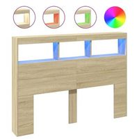 cabecero de cama  panel de cabecera con led roble sonoma 140x17x102 cm