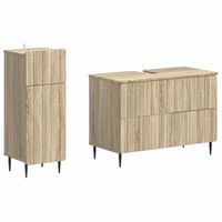 juego de gabinete de bano de 2 piezas zwolle roble sonoma vidaxl