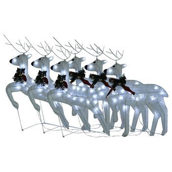 Renos De Navidad 6 Unidades 120 Led Blanco Vidaxl