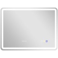 homcom espejo de bano con luz led 80x60 cm con bluetooth 3 colores de luz reloj digital funcion antivaho funcion de memoria