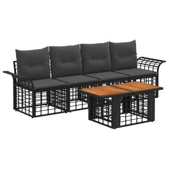 Conjunto De Sofás De Jardín 5 Uds. Negro Y Gris Oscuro Vidaxl