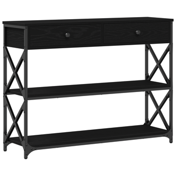 Mesa De Consola | Mesa De Entrada Con Cajón Roble Negro 100 X 28 X 75 Cm