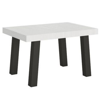 Mesa Extensible Con Patas De Acero Antracita Bridy-color Blanco-ancho Extensible