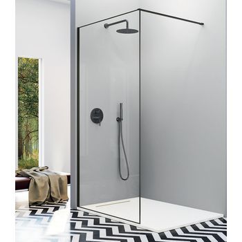 Mampara Ducha Fija Fresh Arena - Vidrio 8mm - 4 Colores - Plata Brillo - 98-99cm