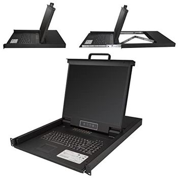 StarTech.com Consola KVM de 16 puertos para Montaje en Rack - Teclado QWERTY - con Cables de 1,8m - Conmutador KVM con Monitor LCD de 19