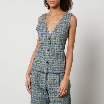 Stine Goya Orly Checked Distressed Houndstooth Waistcoat - XL