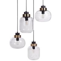 lampara colgante contemporanea pantalla redonda vidrio 4 luces metal transparente gris zayande