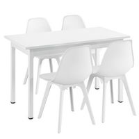 juego de comedor mesa  4x sillas horten acero mdf  plastico 120 x 60 x 75 - blanco encasa