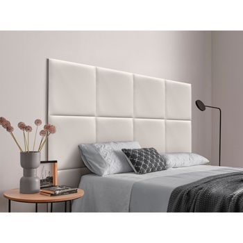 Dhome Cabecero Tapizado Para Camas De 140 De Polipiel Premium Compuesto De Paneles Autoadhesivos Intercambiables Lujo Dormitorio Acolchado (blanco