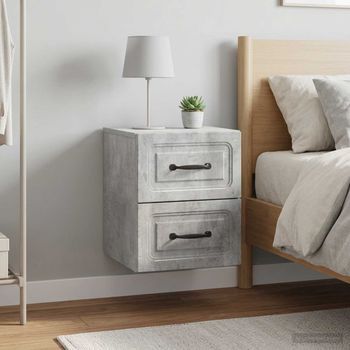 Mesita De Noche De Pared 2 Uds - Mueble De Dormitorio - Madera - Gris Hormigón (34.5x33x40cm)