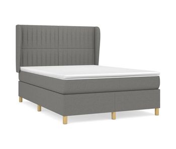 Cama box spring con colchón tela gris oscuro 140x190 cm rayas verticales