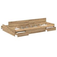 cama con almacenamiento con cajon roble artisan 120 x 190 cm vidaxl