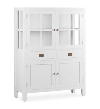 Vitrina de madera de mindi blanco alt. 145 cm